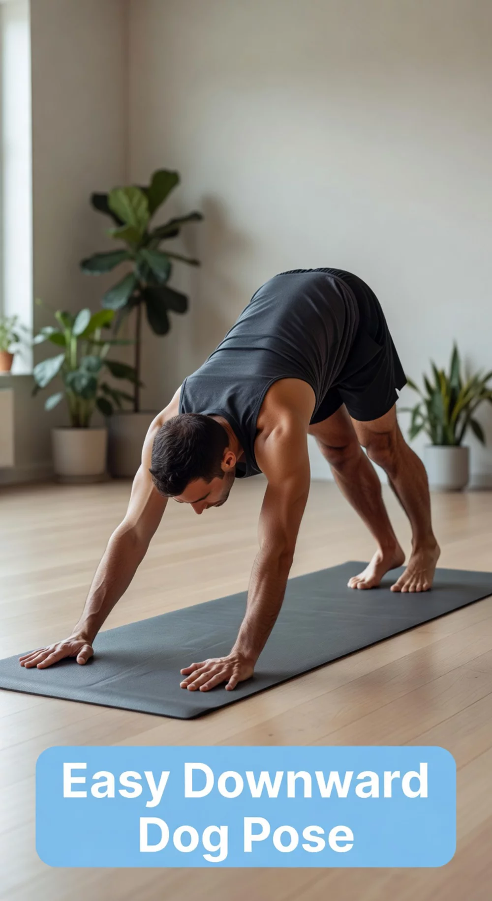 Downward Dog Yoga Pose for Men That Stretches the Hamstrings and Calves Deeply