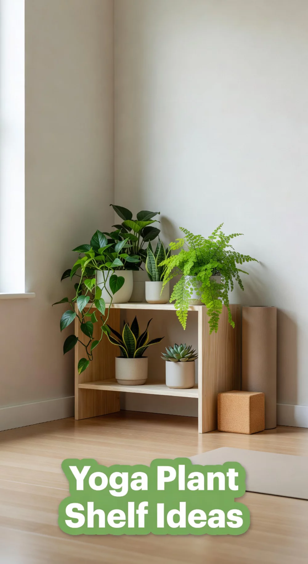 The Small Yoga Space Plant Shelf That Brings Living Greenery Into the Practice Corner