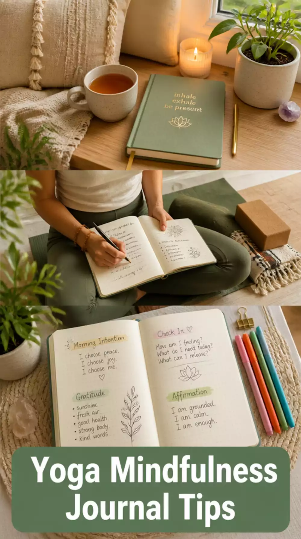 Yoga Mindfulness Journal That Records One Present-Moment Observation Per Practice