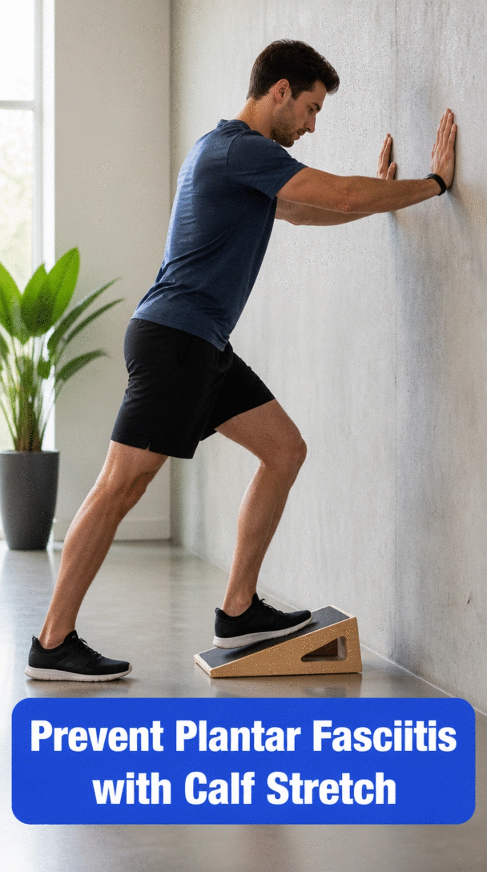 Standing Calf Stretch Yoga Wall Move That Prevents Plantar Fasciitis in Runners