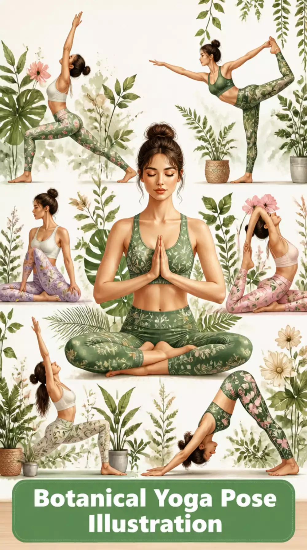 Botanical Yoga Pose Illustration Print That Looks Beautiful and Functions as a Guide