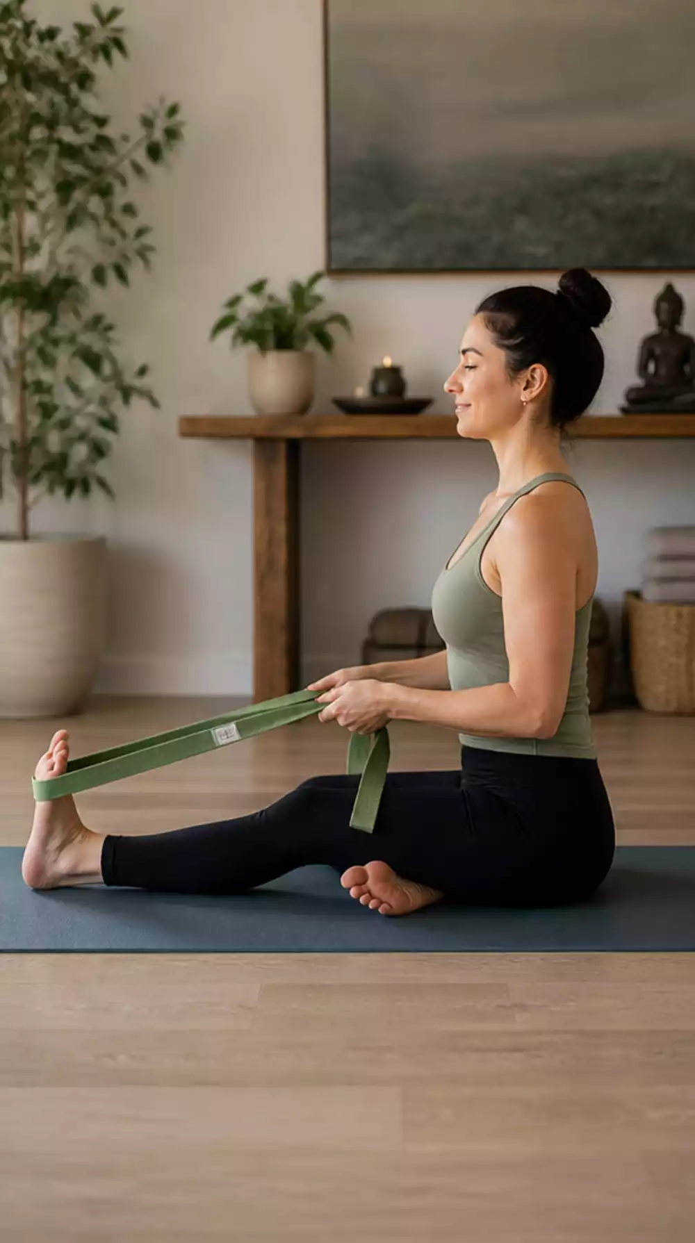 Morning Yoga Strap That Helps Beginners Deepen Seated Stretches Safely