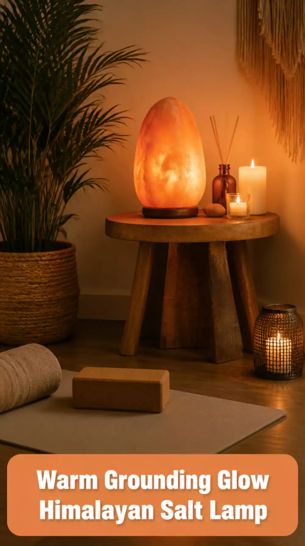 Himalayan Salt Lamp That Creates a Warm, Grounding Glow for Evening Practice