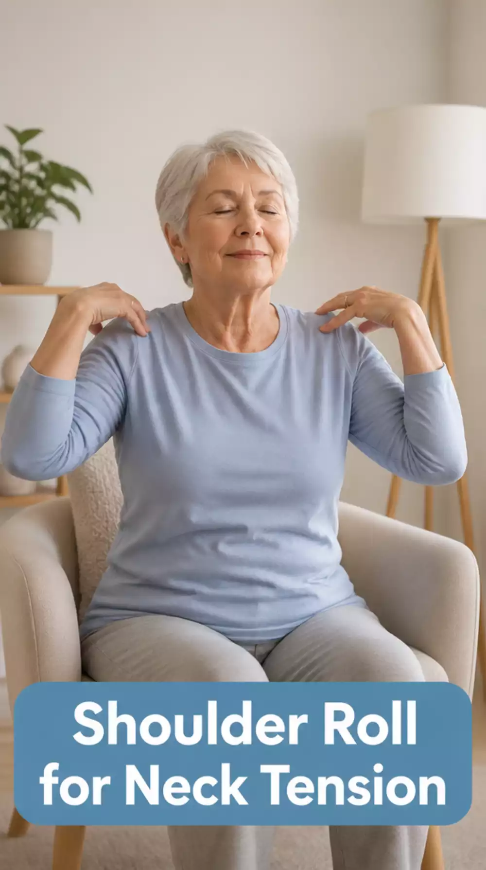 Chair Yoga Shoulder Roll That Releases Tension Built Up Around the Neck and Traps