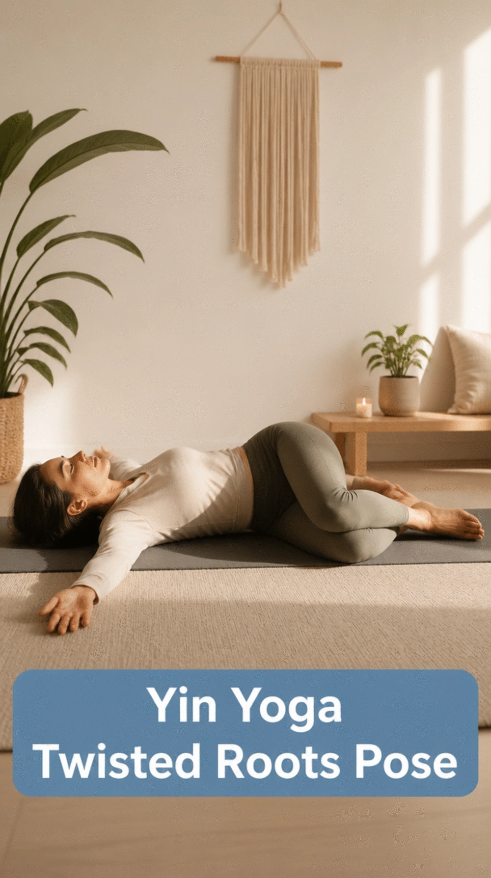 Yin Yoga Twisted Roots Pose That Decompresses the Spine After a Sitting Day