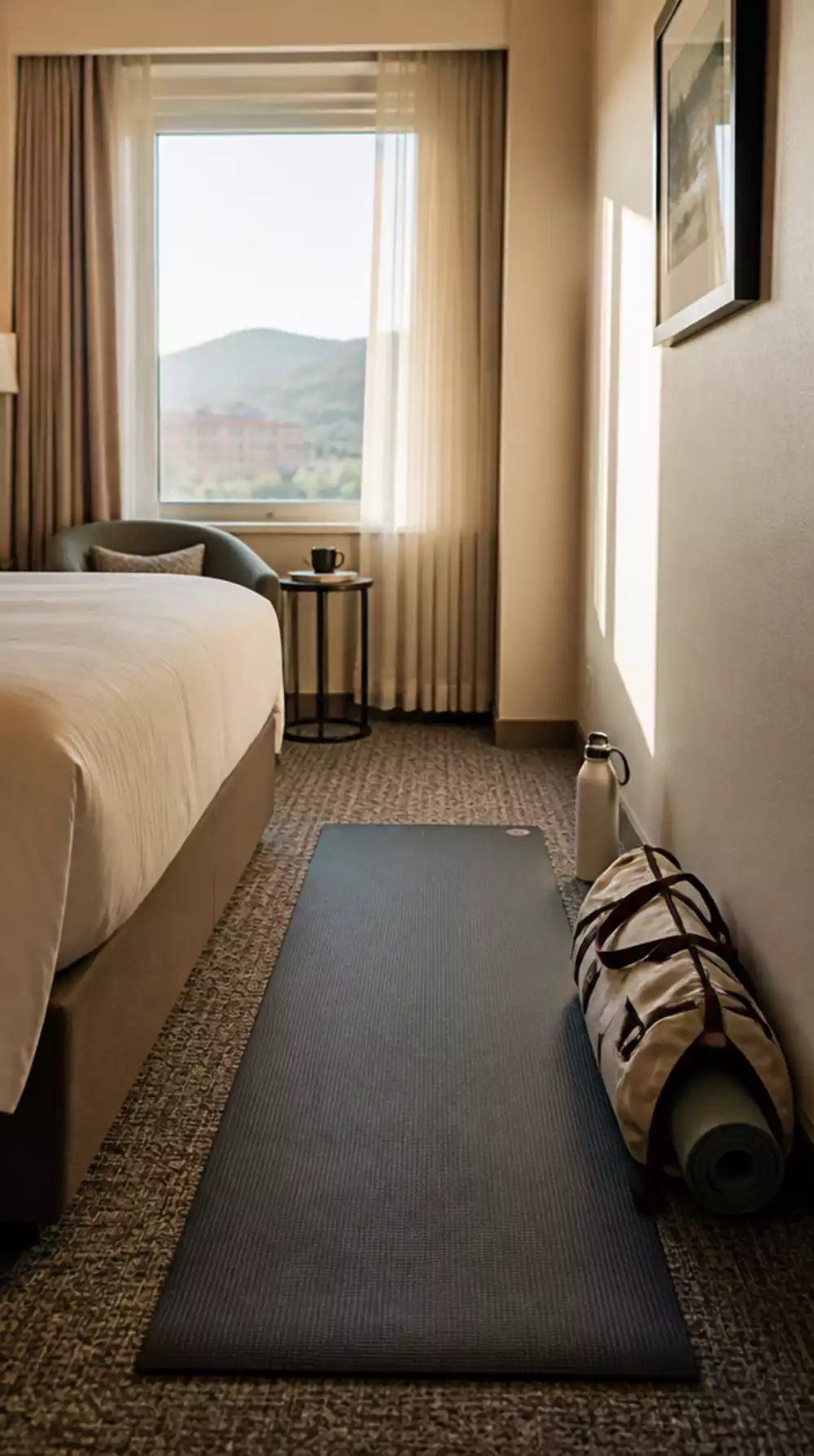 Hotel Room Yoga Sun Salutation That Fits Between the Bed and the Wall Easily