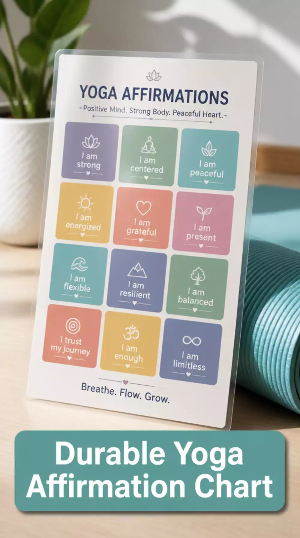 The Laminated Yoga Affirmation Chart That Survives Mat-Side Splashes and Sweat
