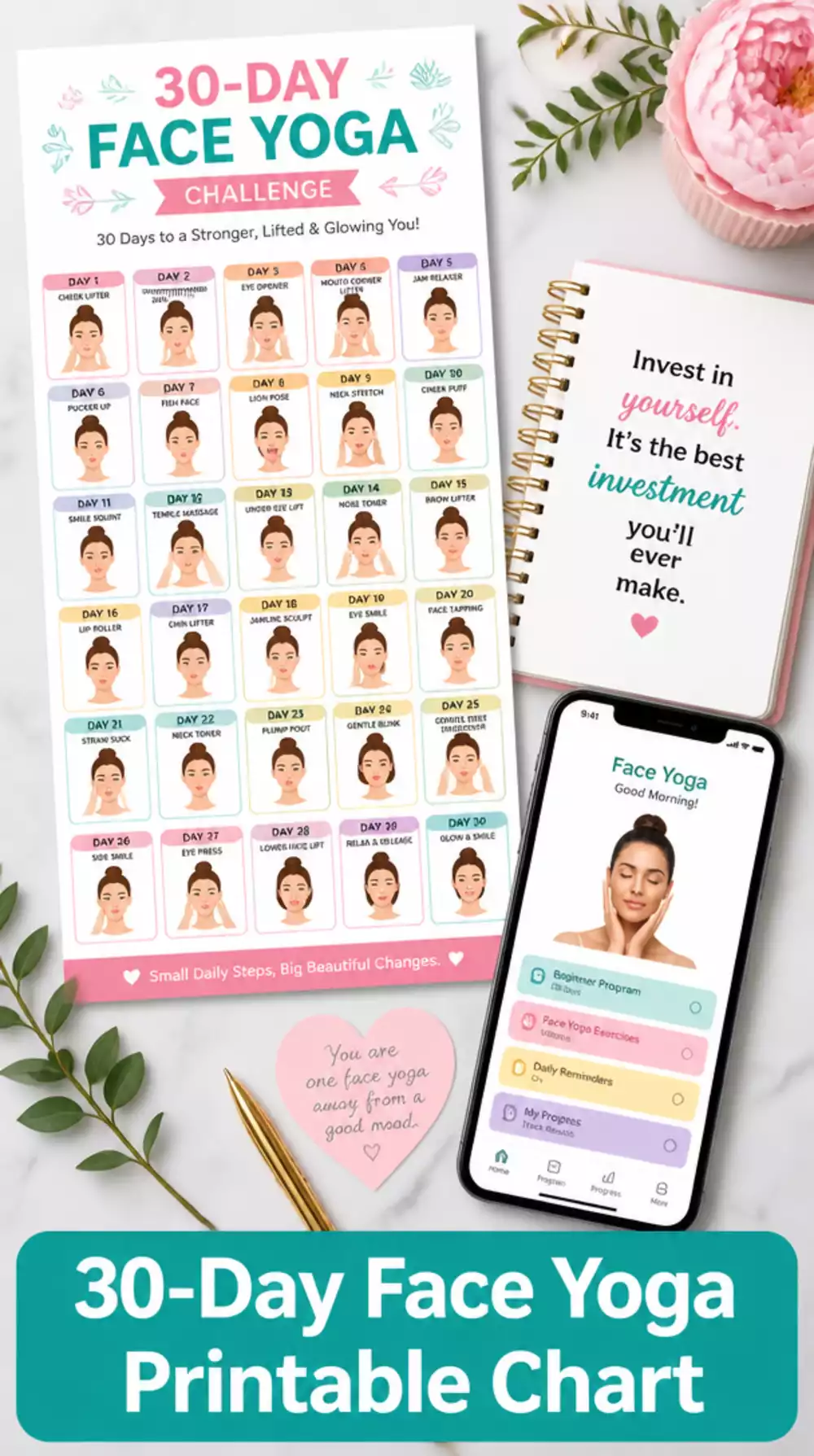 Why a Face Yoga Printable Chart Makes a 30-Day Routine Easy to Stick to