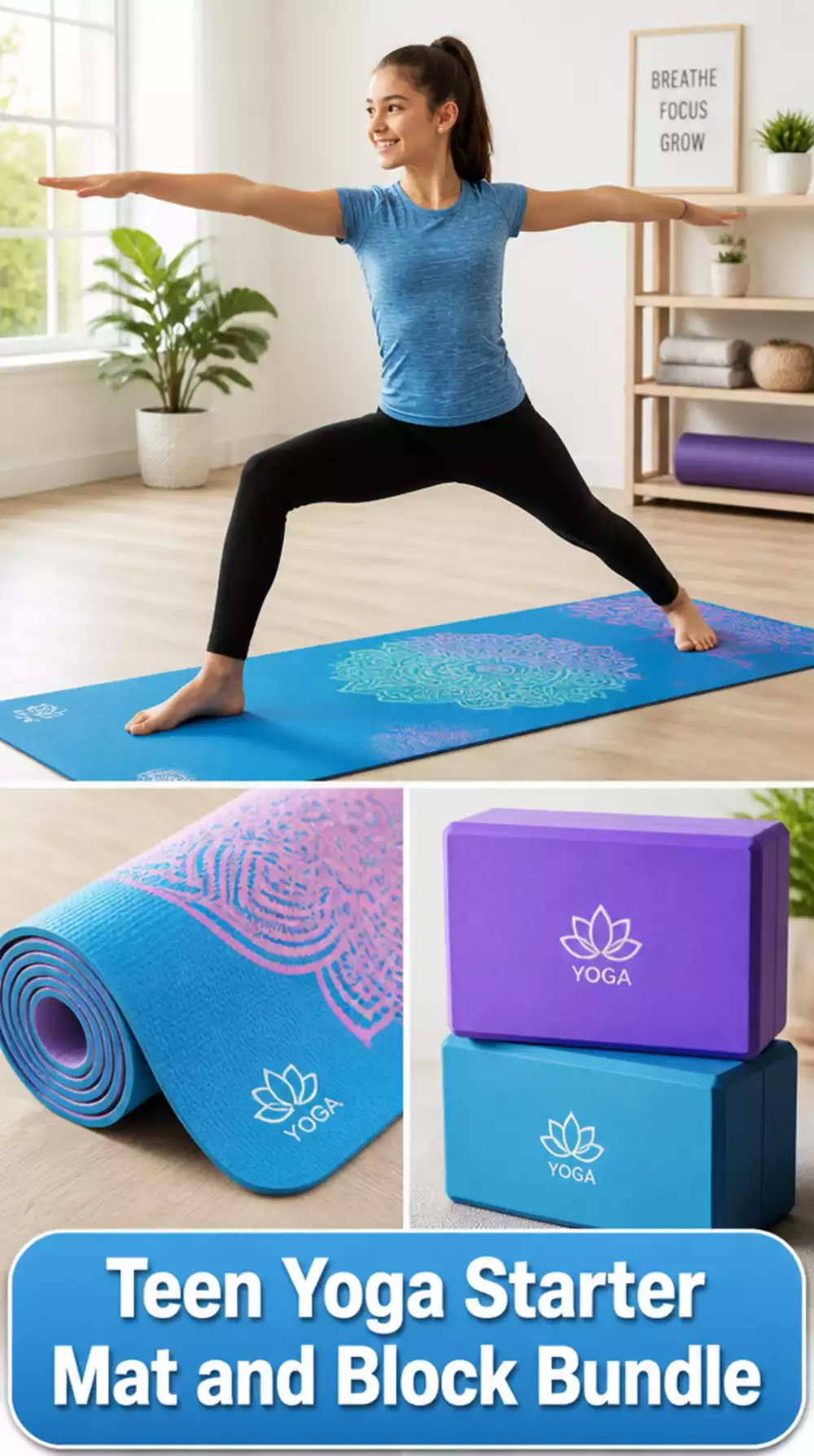 The Teen Yoga Starter Mat and Block Bundle That Makes Beginning Practice Easy
