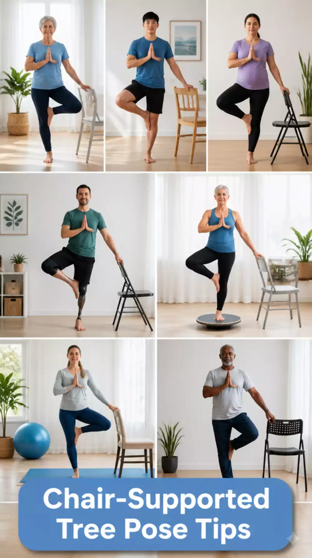 Chair-Supported Tree Pose Yoga Move That Improves Balance Safely