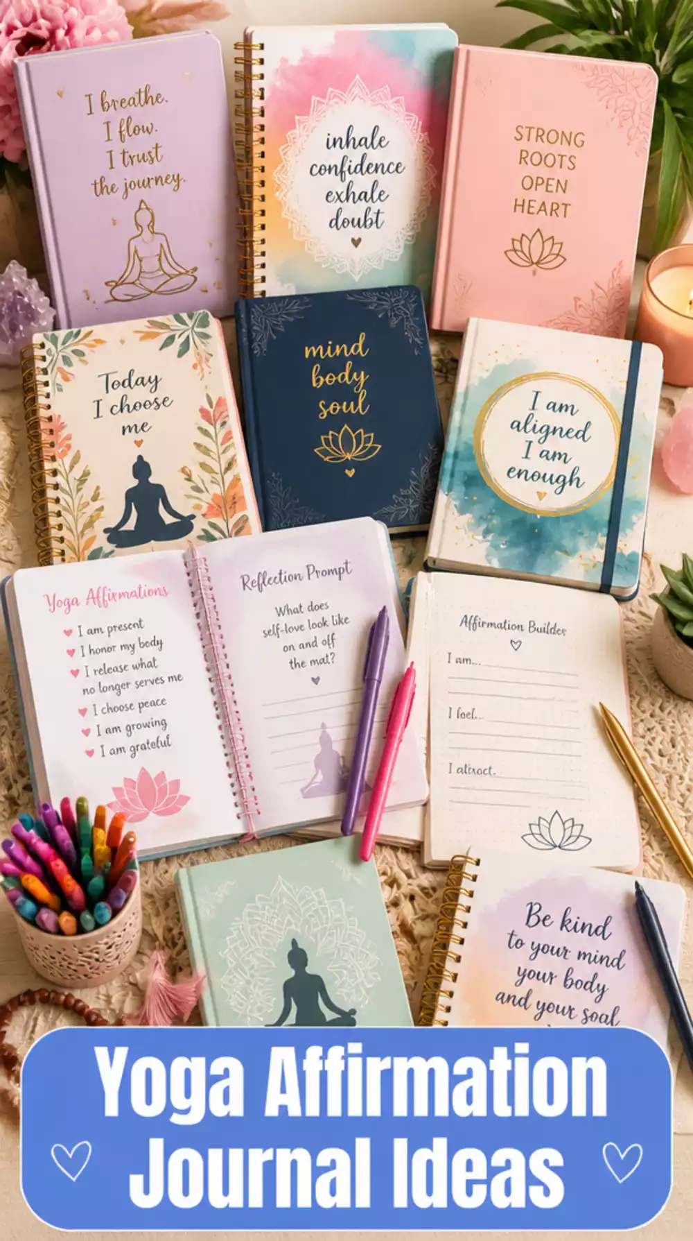 Yoga Affirmation Journal with Printed Prompts That Makes Daily Writing Effortless