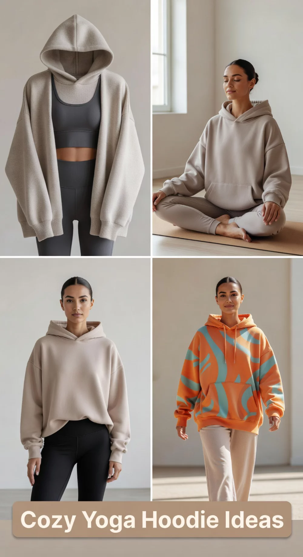 Oversized Yoga Hoodie That Layers Over a Sports Bra for a Cosy Studio Look