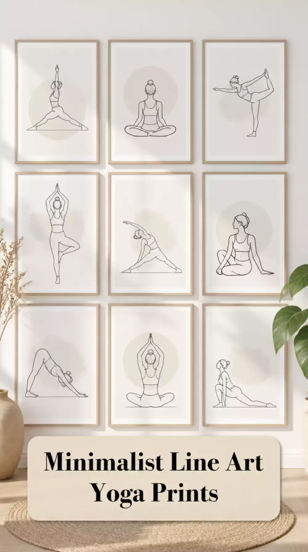 Minimalist Line Art Yoga Print in Black and White That Suits Any Room Aesthetic