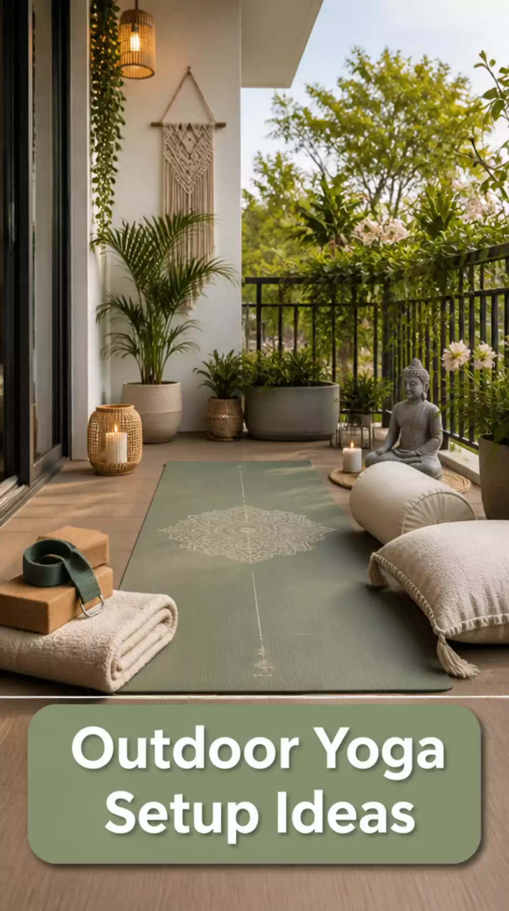 Outdoor Yoga Mat Setup on a Balcony or Deck That Feels Like a Retreat