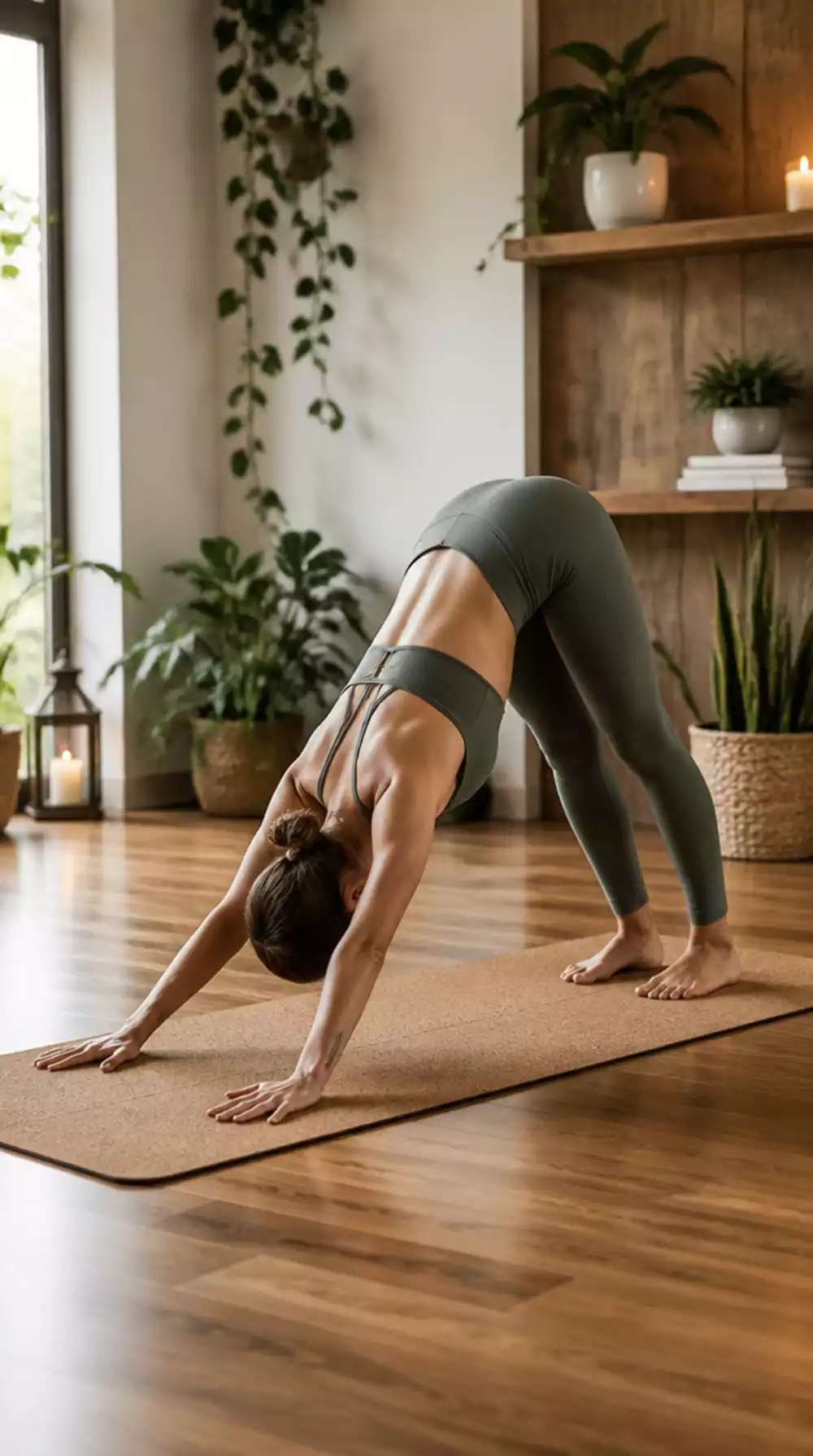 Downward Dog Yoga Hold for Athletes That Lengthens Calf and Hamstring Tightness
