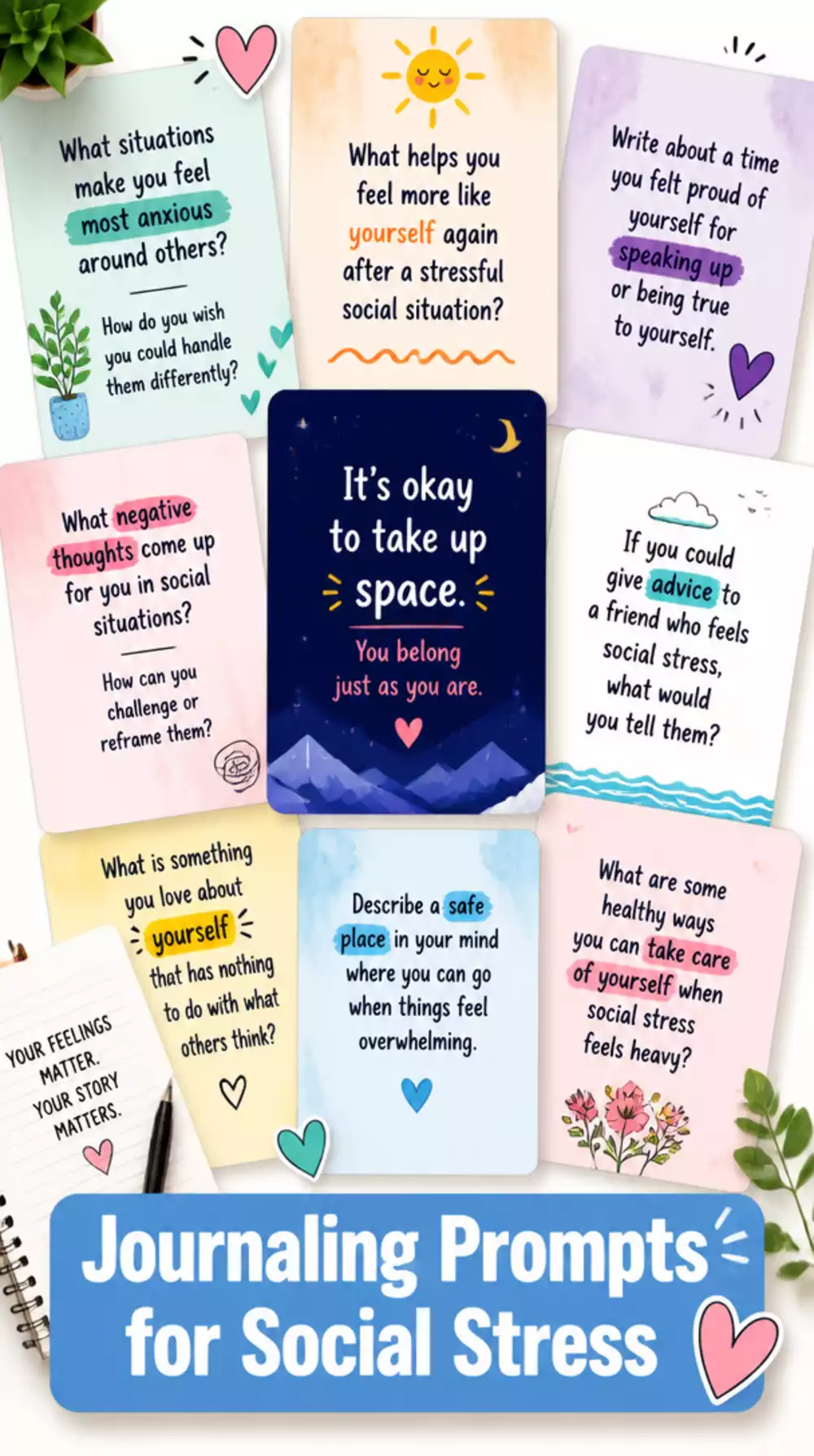 Yoga Journaling Prompt Cards for Teens That Process Social Stress Off the Mat