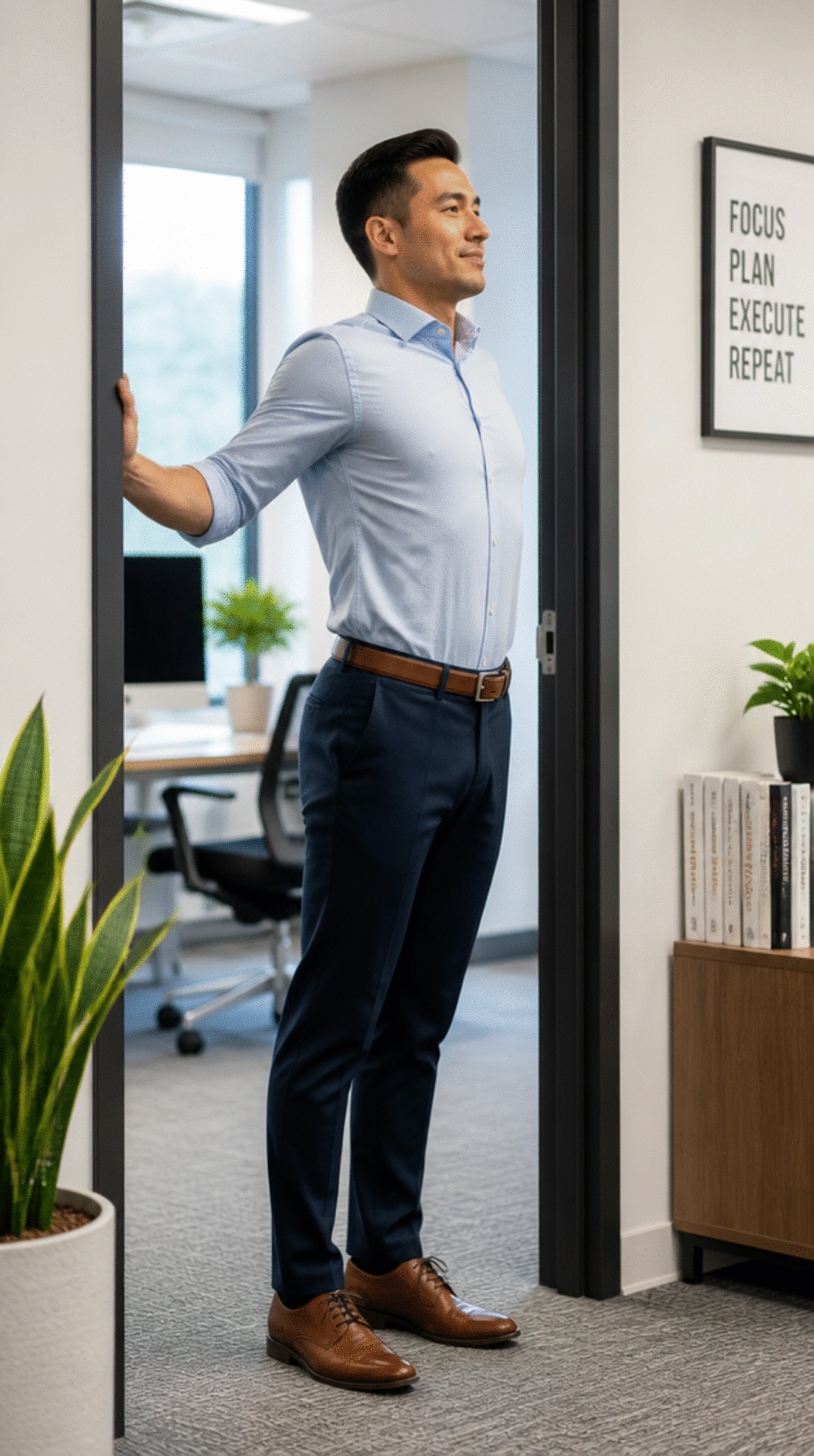 Doorframe Chest Opener Yoga Stretch That Reverses a Morning of Desk Slouching