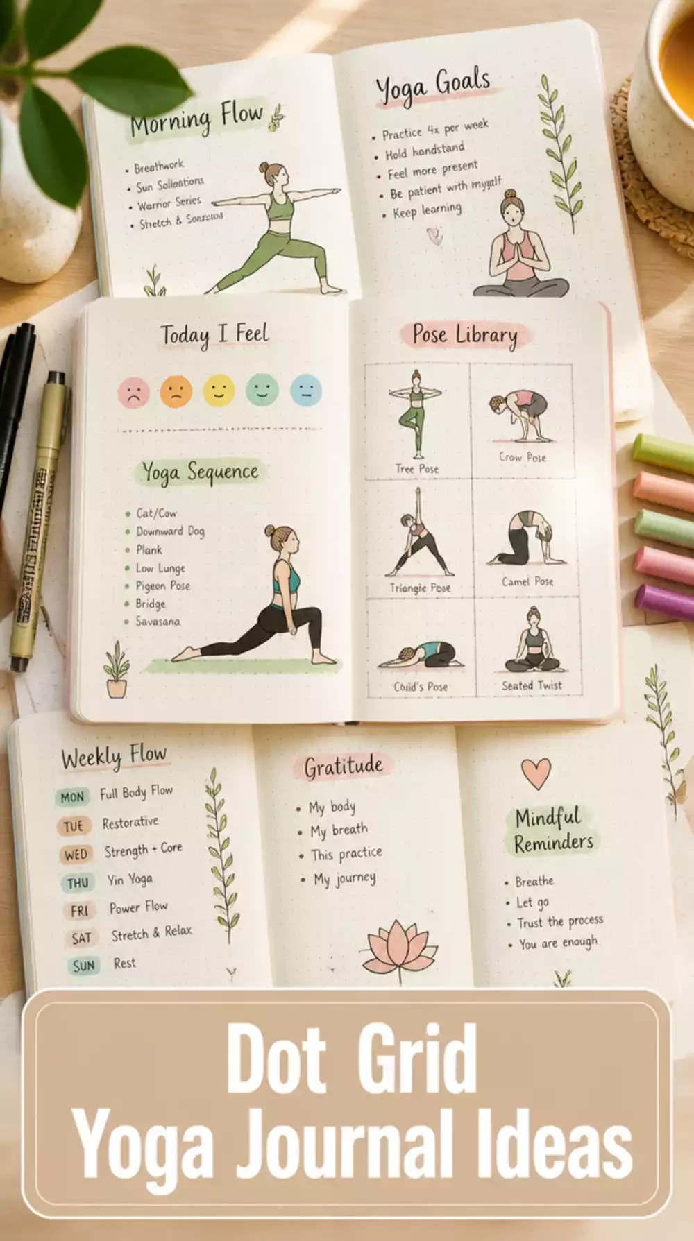 Dot Grid Yoga Journal That Lets You Design Custom Pose Tracking Spreads