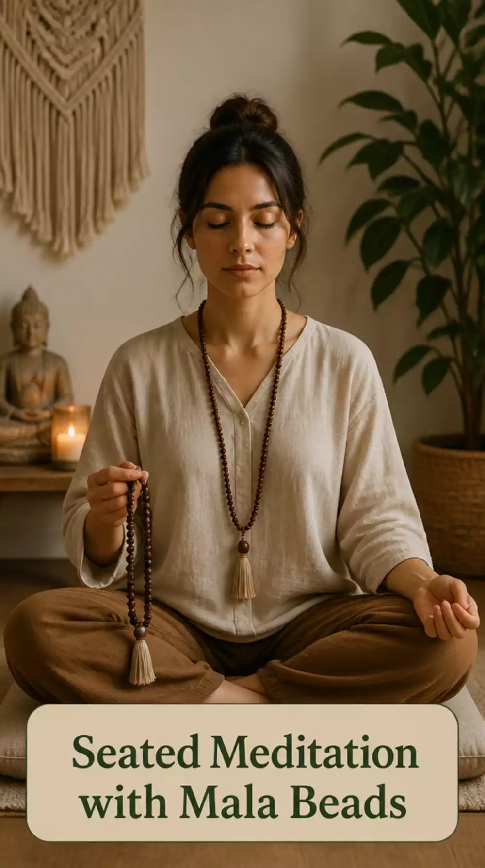 Seated Yoga Meditation with Mala Beads That Trains the Mind to Stay on One Thing