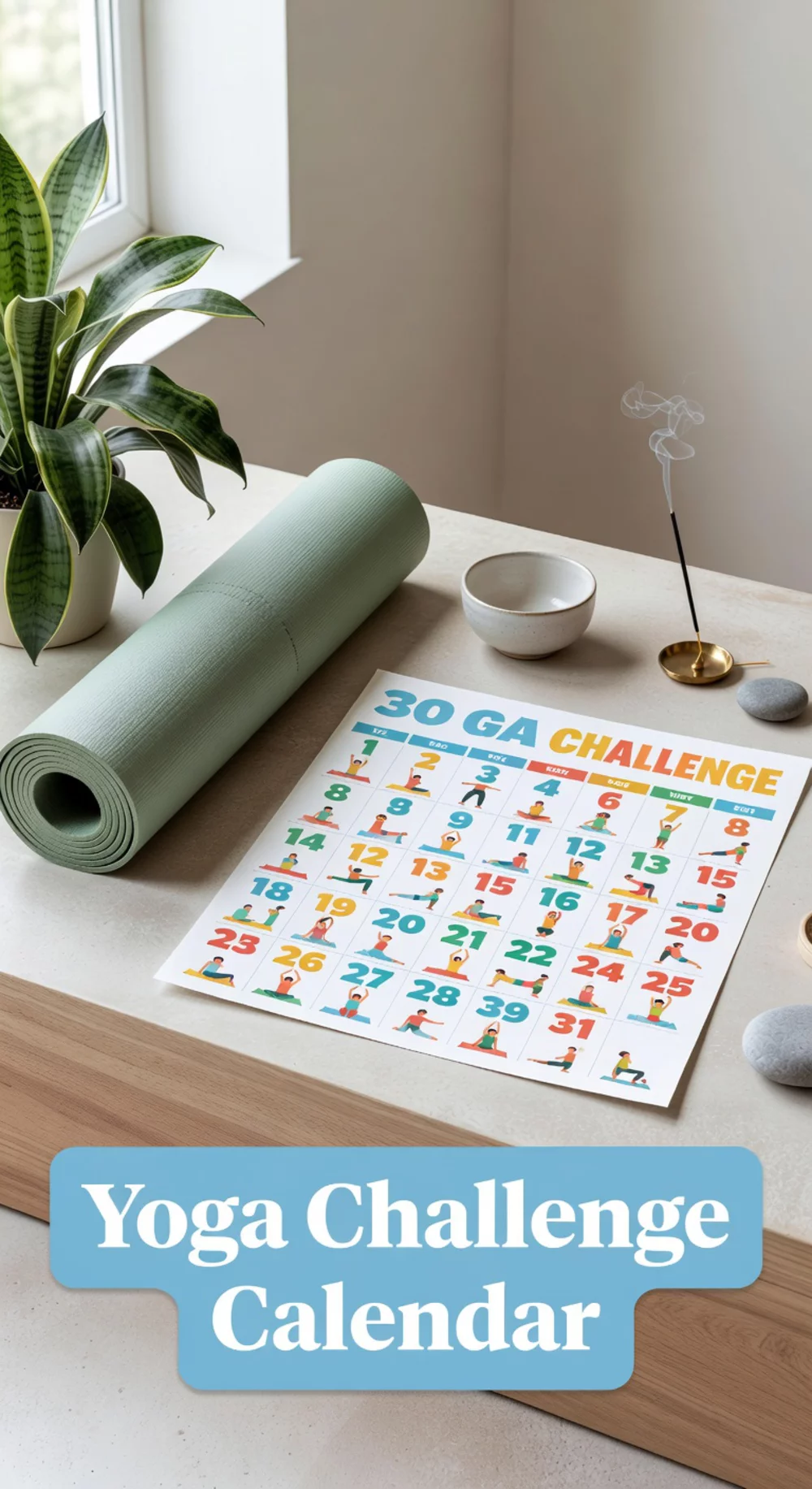 Printable 30-Day Yoga Challenge Calendar That Tracks Every Session on the Wall