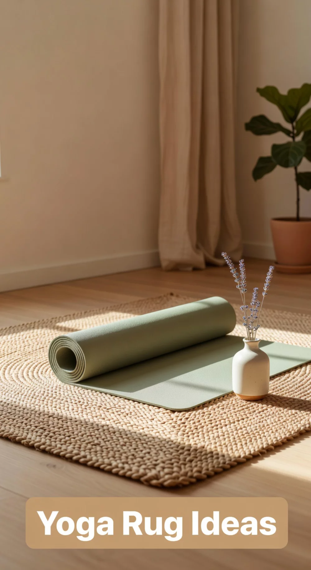 Yoga Room Woven Jute Rug That Defines the Practice Area on Any Hard Floor