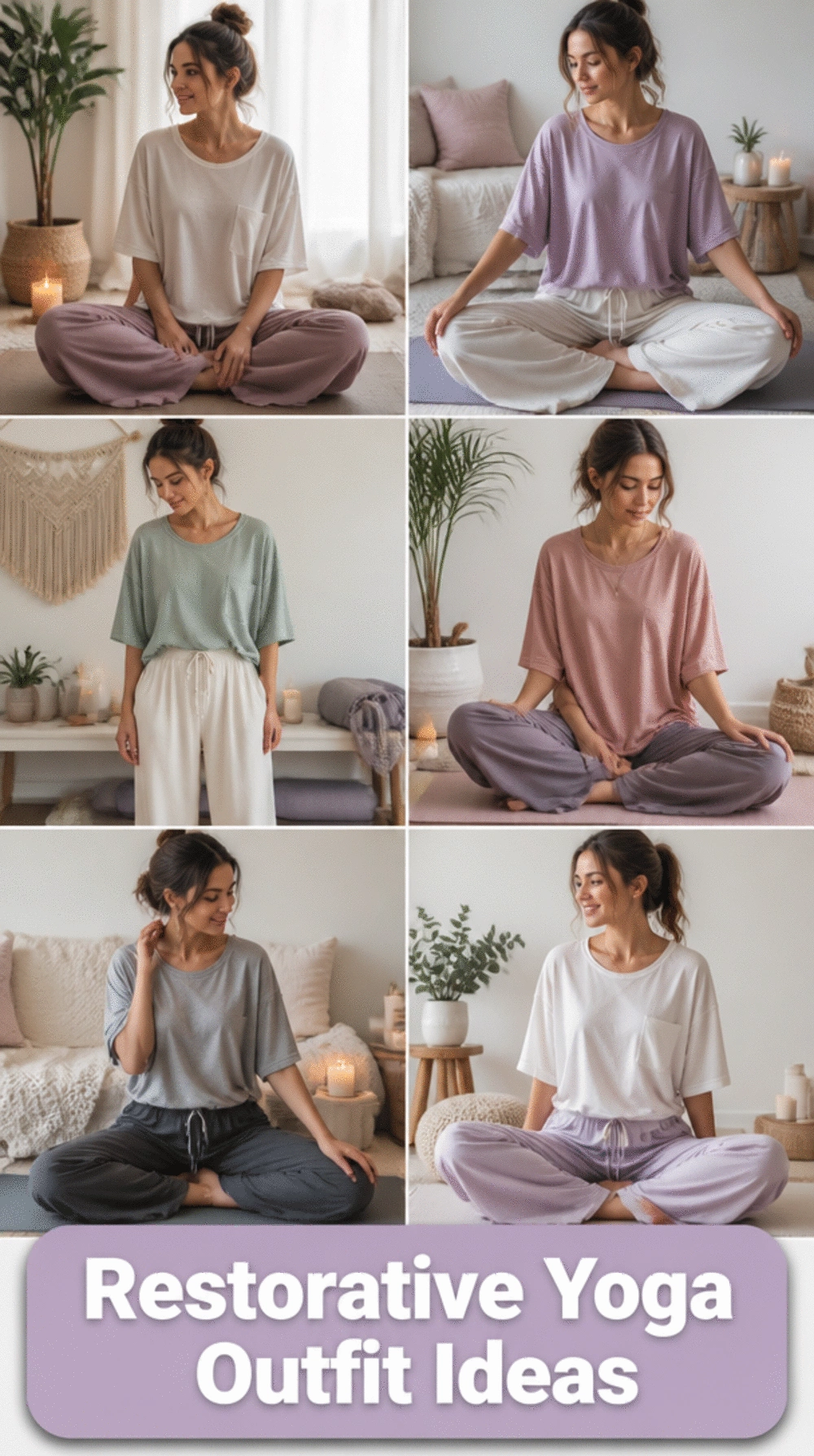 Restorative Yoga Outfit with Flowy Pants and Oversized Tee
