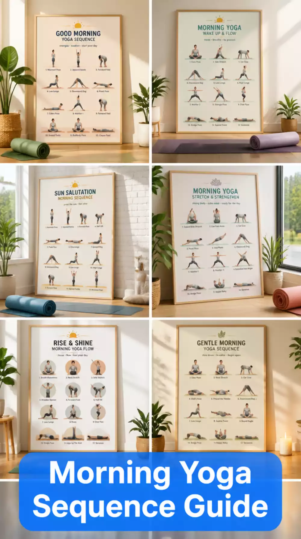 Morning Yoga Sequence Poster That Hangs by the Mat and Guides a Daily Practice