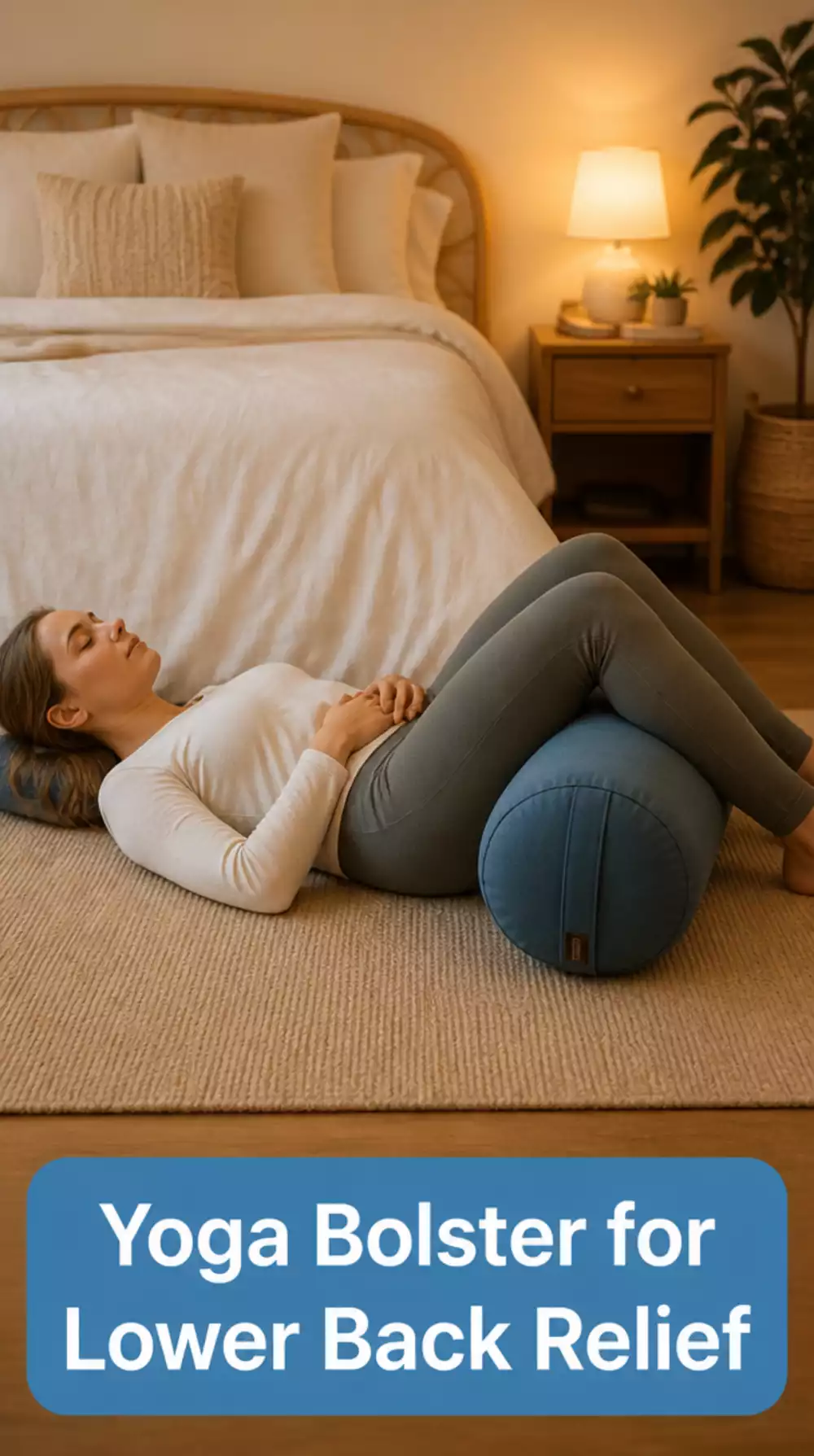 Yoga Bolster Under the Knees That Takes All Tension Out of the Lower Back at Night